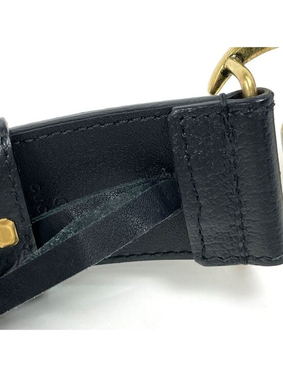 Gucci Double Wide Belt GG Marmont Leather Black